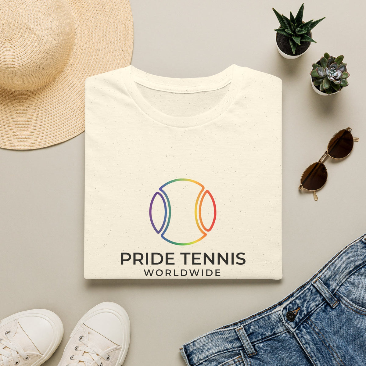 Pride Tennis T-Shirt — Rainbow Tennis Ball "Pride Tennis Worldwide" Tee