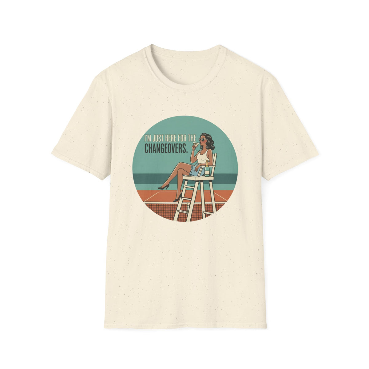 T-Shirt — "I'm Just Here for the Changeovers" Retro Tennis Graphic