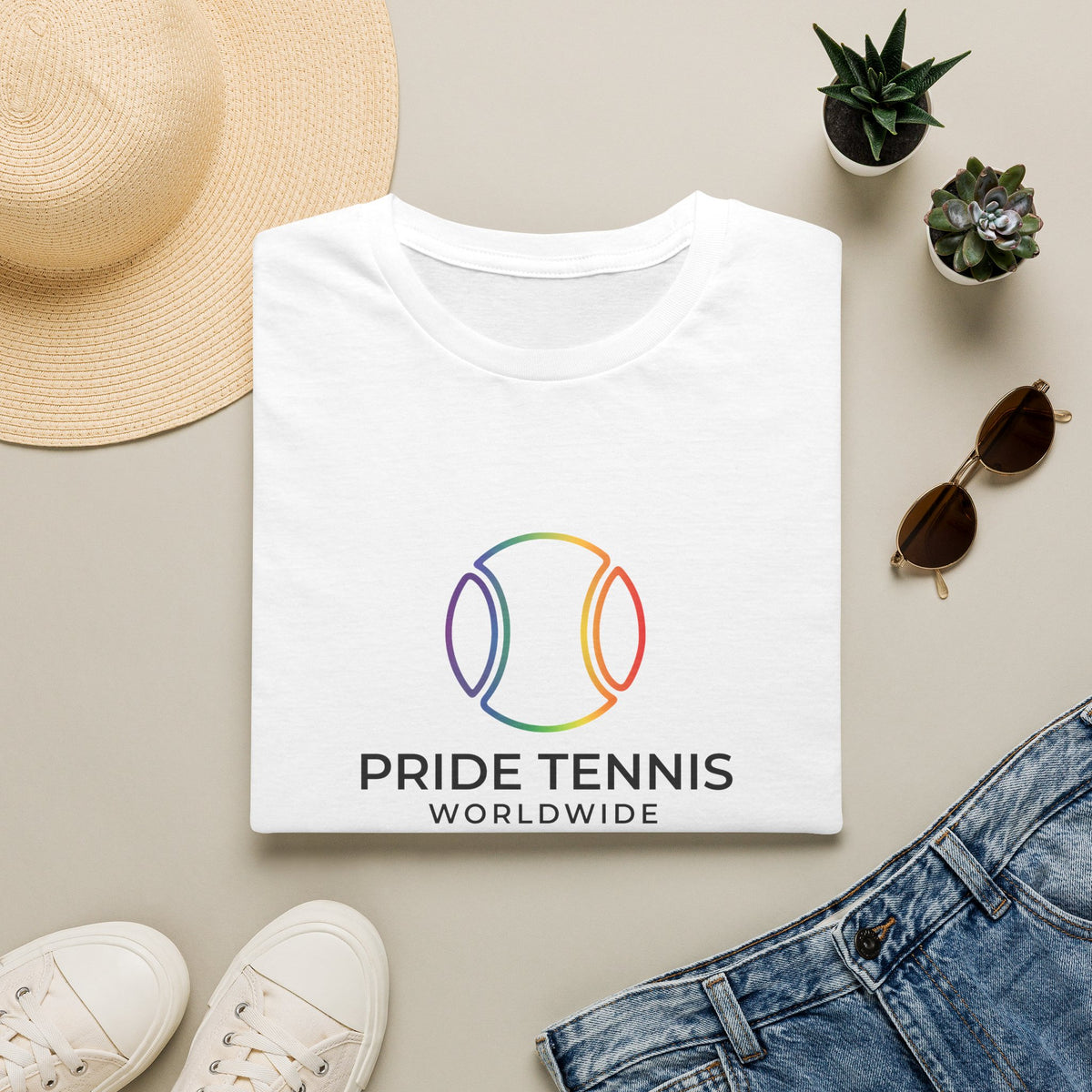 Pride Tennis T-Shirt — Rainbow Tennis Ball "Pride Tennis Worldwide" Tee