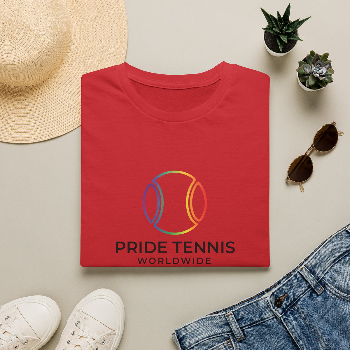 Pride Tennis T-Shirt — Rainbow Tennis Ball "Pride Tennis Worldwide" Tee