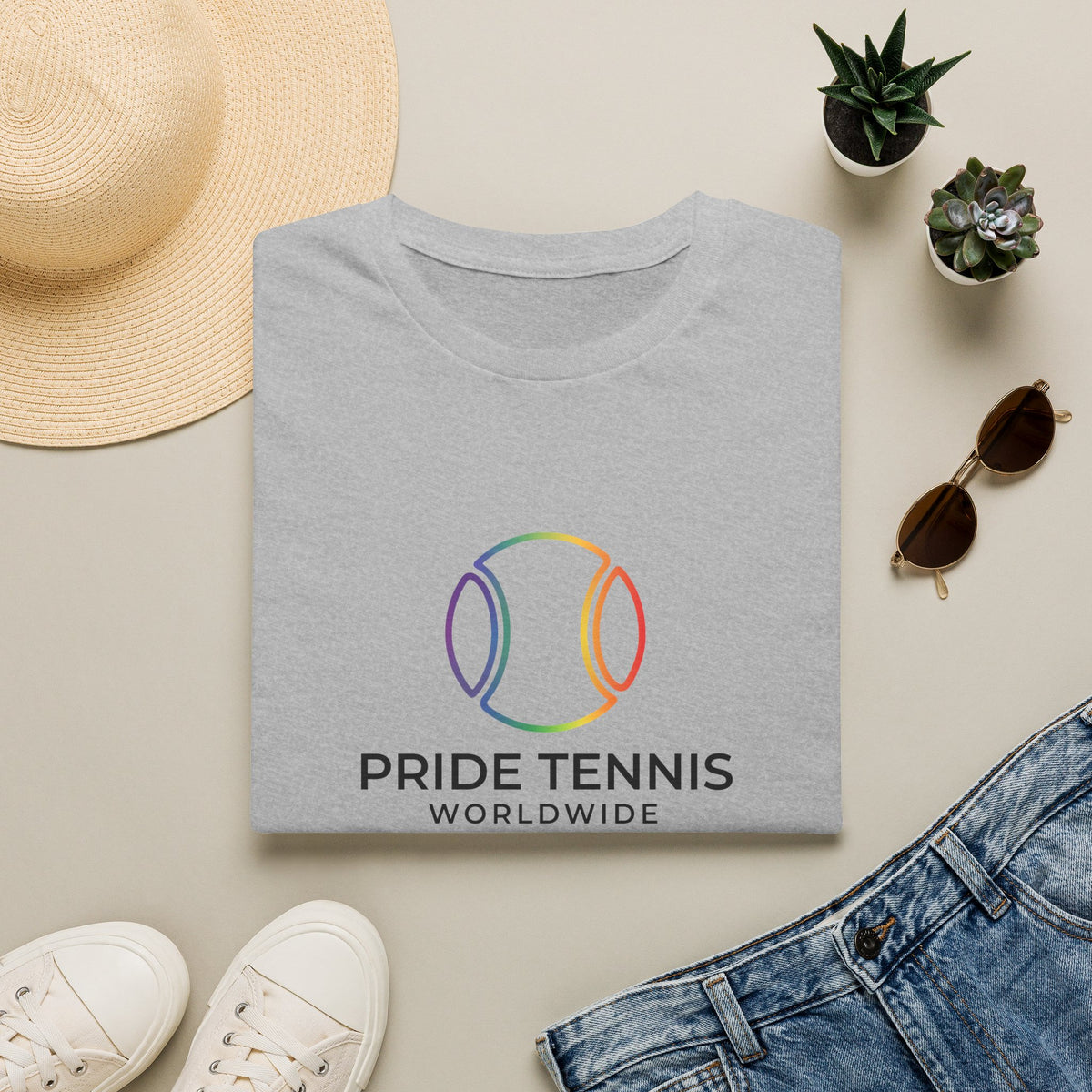 Pride Tennis T-Shirt — Rainbow Tennis Ball "Pride Tennis Worldwide" Tee