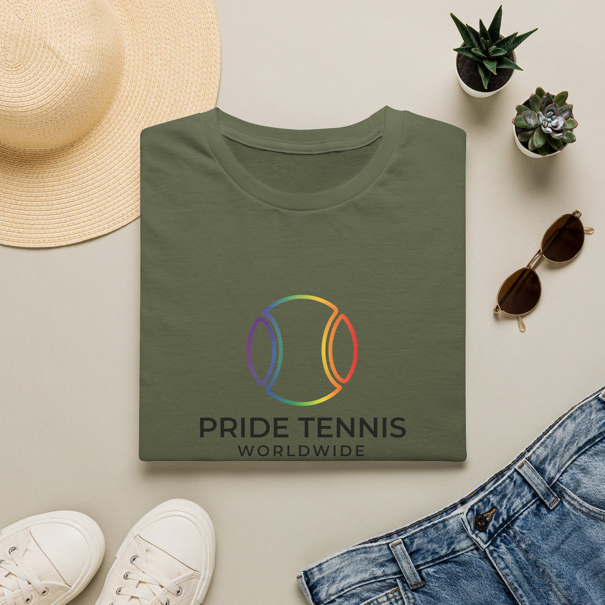 Pride Tennis T-Shirt — Rainbow Tennis Ball "Pride Tennis Worldwide" Tee