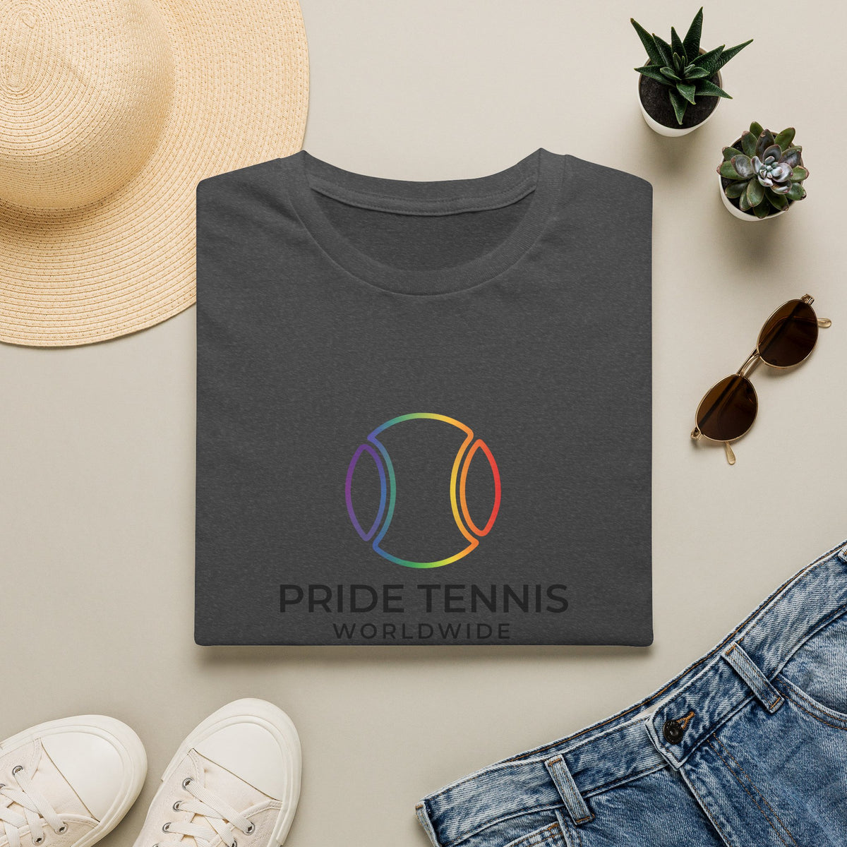 Pride Tennis T-Shirt — Rainbow Tennis Ball "Pride Tennis Worldwide" Tee