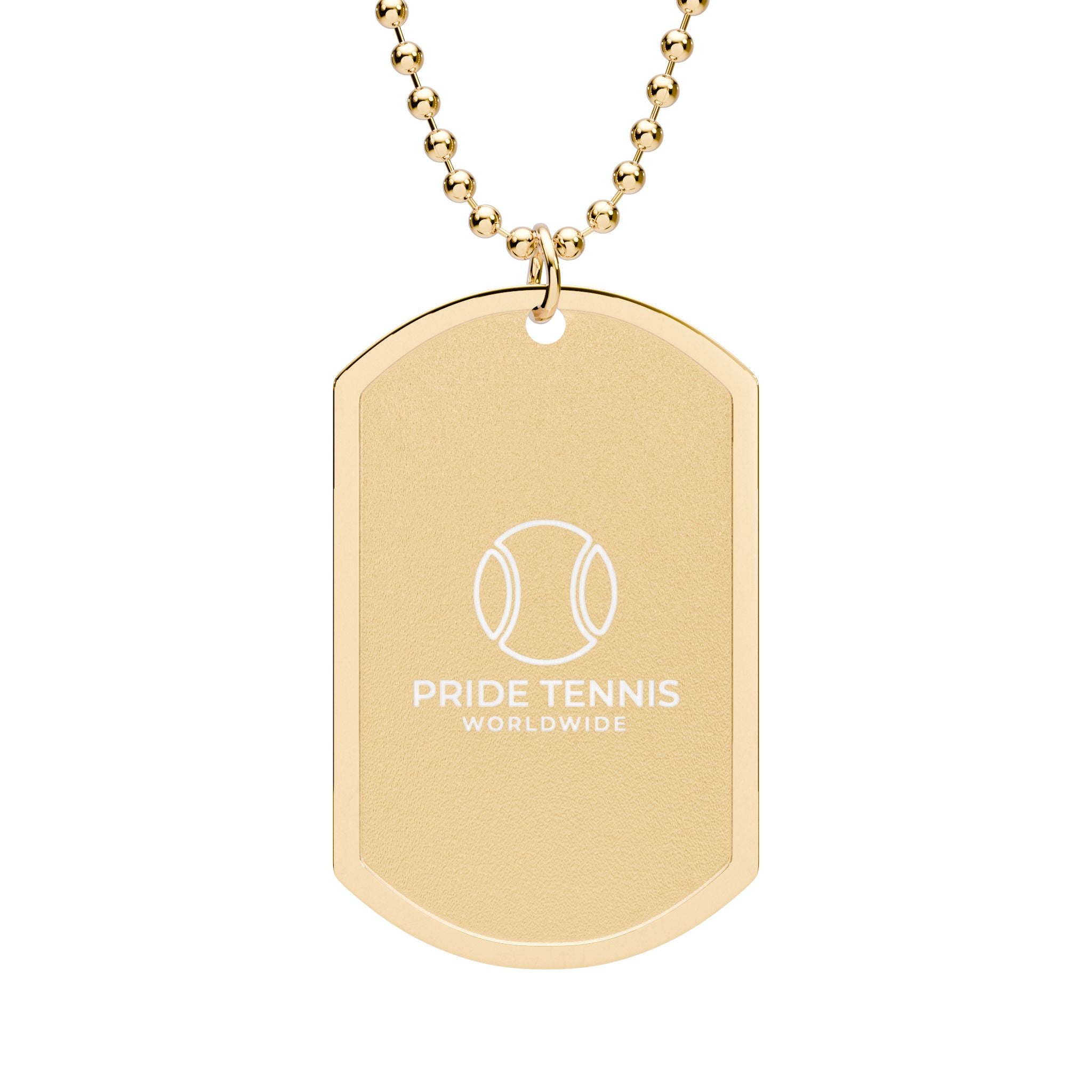 Tennis Dog Tag Necklace — Engraved Tennis Ball Pendant with Chain